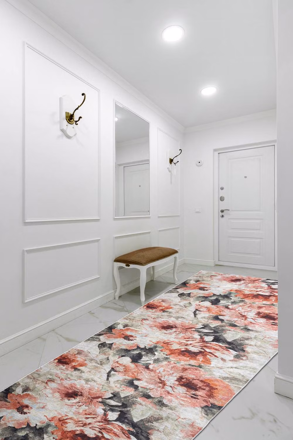 RugsX Anti-Slip Lotus Floral Runner in Beige and Multicolour, W: 100 cm, L: 280 cm – 3