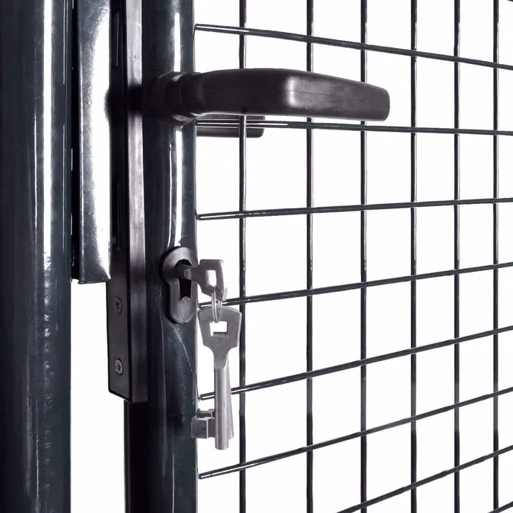 Berkfield Home Grey Galvanised Steel Mesh Swing Garden Gate, W: 85.5 cm, H: 100 cm – 4