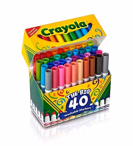 Crayola Ultra-Clean Washable Broad Line Markers, 40 Multicolour Ink Pens – 2