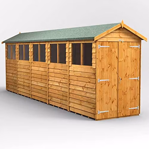 POWER Apex Overlap Wooden Shed in Brown with Toughened Glass and Security Features