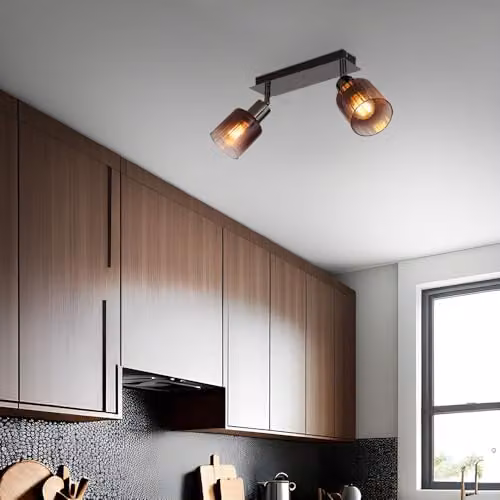 Globo Lighting Modern Copper and Transparent Glass Ceiling Light for Living Rooms and Kitchens with 2 E14 Bulbs – 3