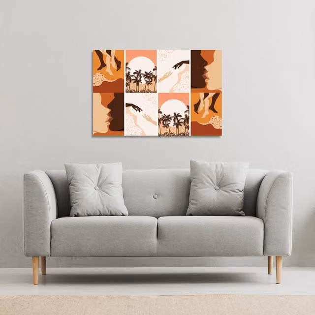Benjamin Tate Design LTD Abstract Floral and Landscape Canvas Print, Orange, W: 31 cm, H: 46 cm