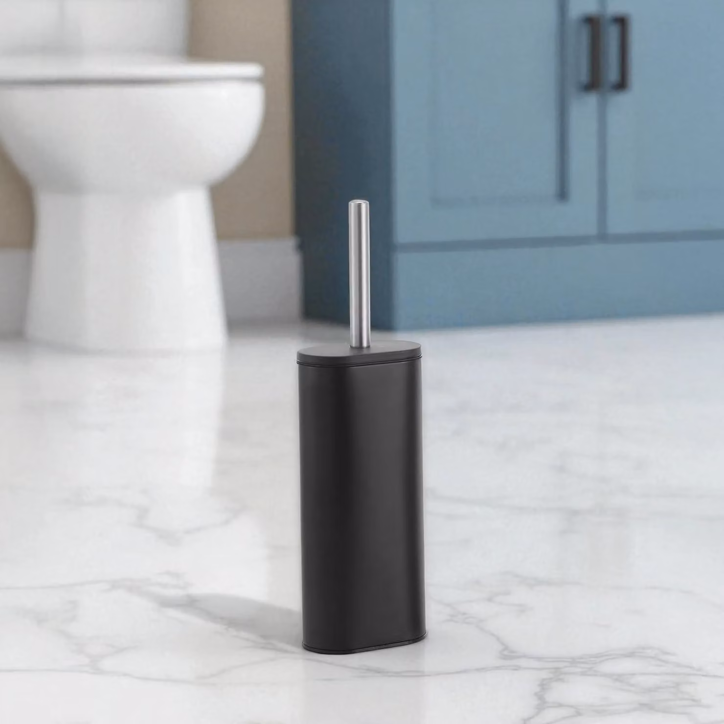 Showerdrape Fortuna 5L Soft Close Bathroom Pedal Bin and Toilet Brush Set in Black with Satin Chrome Finish – 2