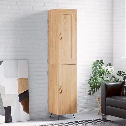vidaXL Modern Highboard in Brown Sonoma Oak, W/D/H: 34.5 x 34.5 x 180 cm – 2