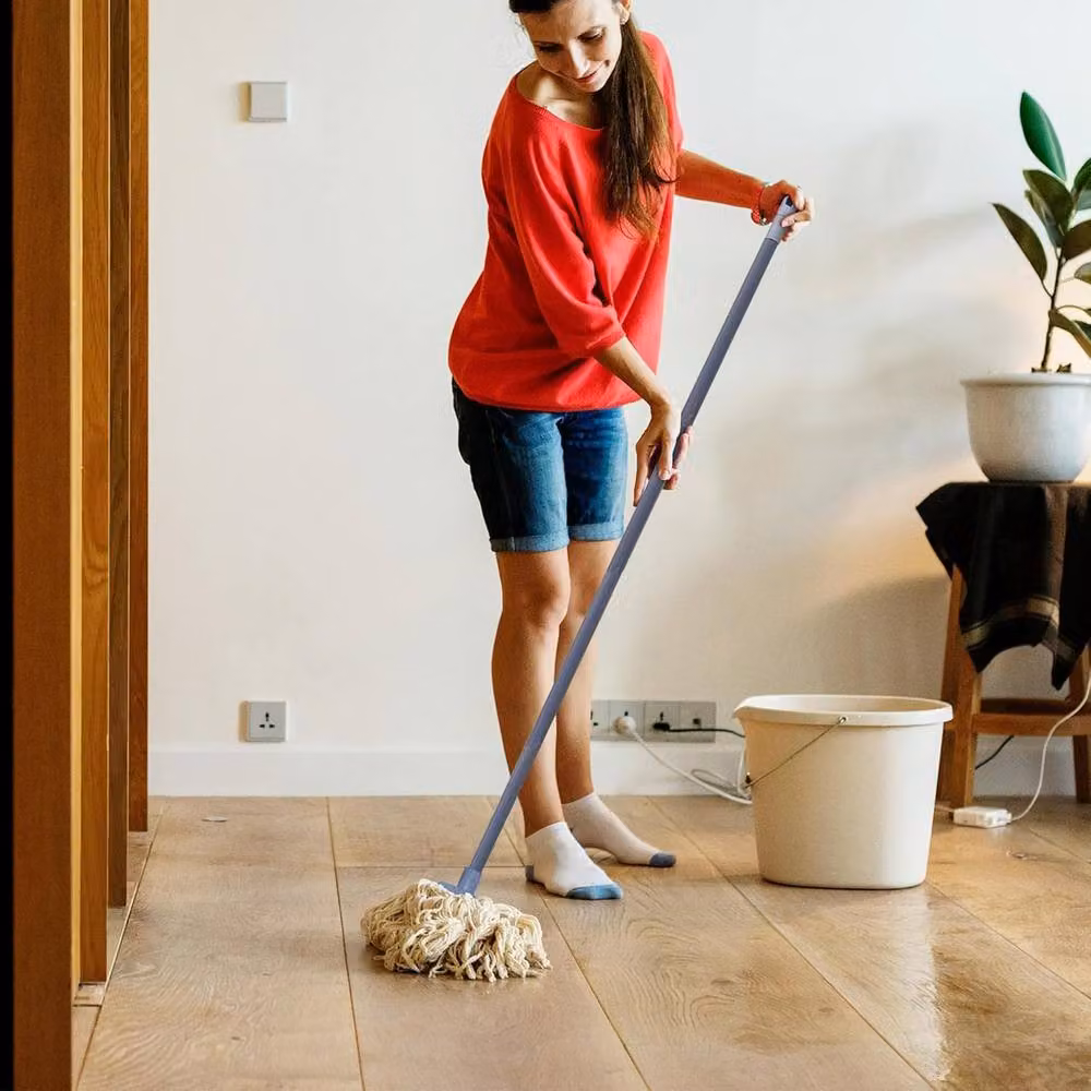BARGAINS-GALORE Super Absorbent Cotton Floor Mop with White Metal Handle, Height: 116 cm – 2