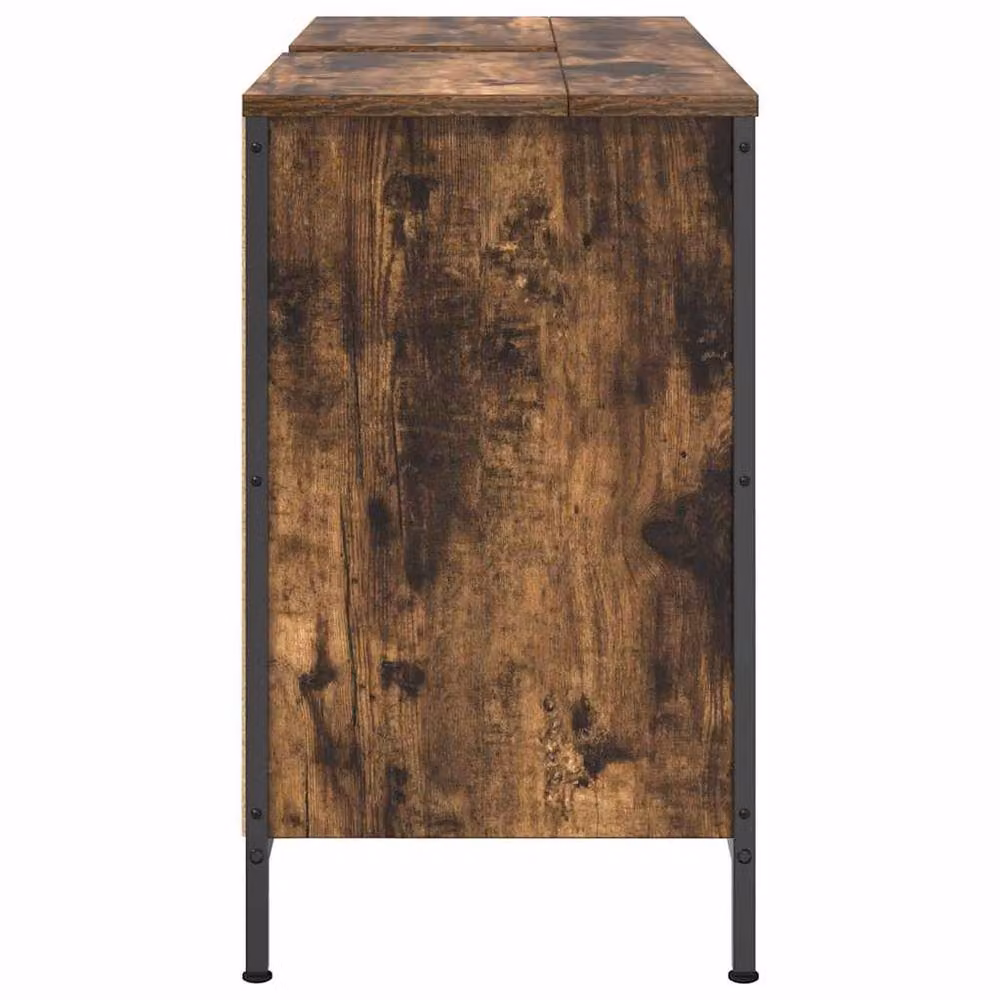 Berkfield Home Basin Cabinet with Drawers in Smoked Oak Brown, W: 90 cm, D: 34.5 cm, H: 60 cm – 5