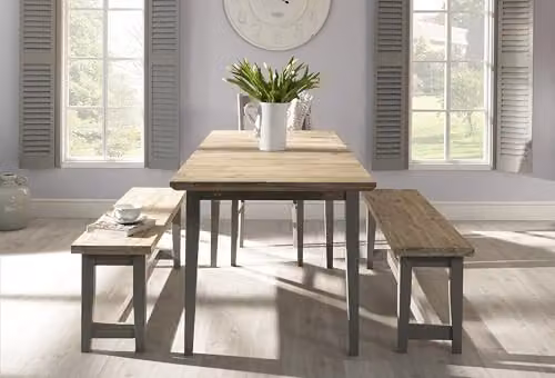 Statement Furniture Florence Solid Acacia Hardwood Dining Bench in Grey, W: 140 cm – 5