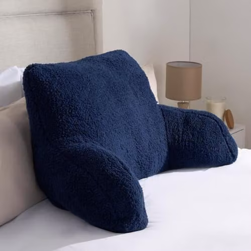 OHS Teddy Fleece Reading Cushion for Adults in Blue, W/D/H: 100 x 60 x 40 cm