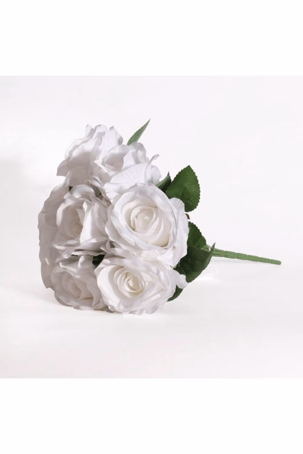 KDMD White Artificial Rose Bush with 9 Heads for Wedding and Tabletop Decor