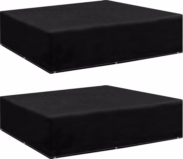 Berkfield Home Water-Repellent Bench Garden Furniture Covers, 2 Pack, Black, W/D/H: 200 x 200 x 70 cm