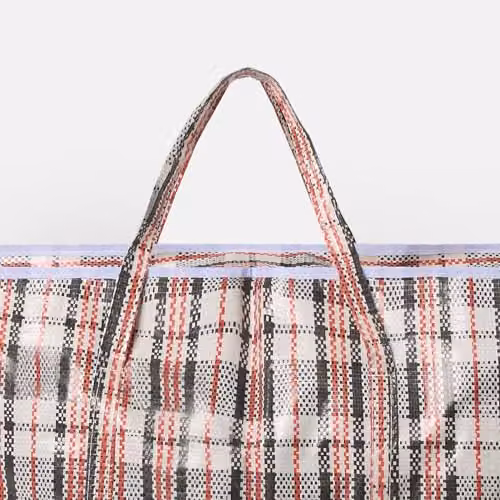 OHS Reusable Large Laundry Bag with Handles and Zip in Grey Check – 3
