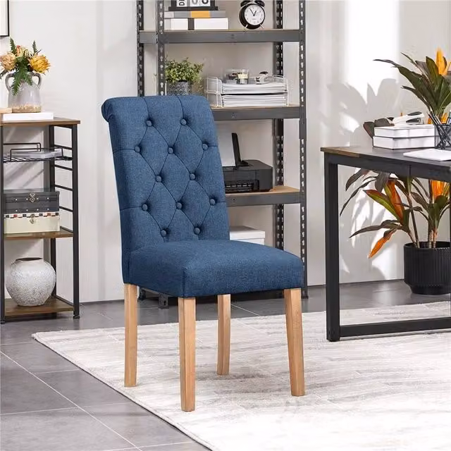 EONLION Set of 2 Blue Fabric Upholstered Modern Dining Chairs – 1