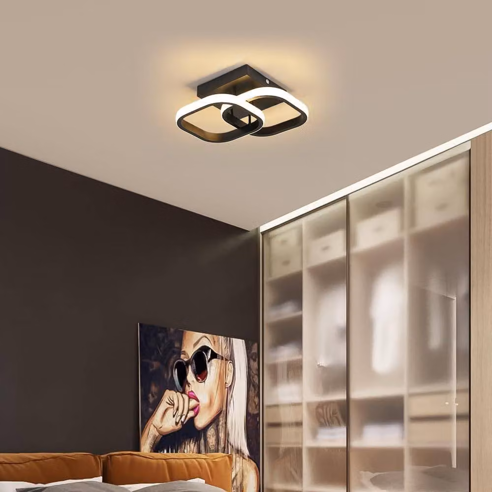 Goeco Modern Square LED Ceiling Light, 22W, 3000K Warm White, Black – 3