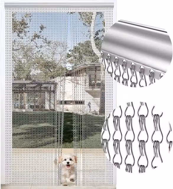 Nordara Silver Aluminium Metal Chain Curtain, Width: 90 cm, Height: 210 cm