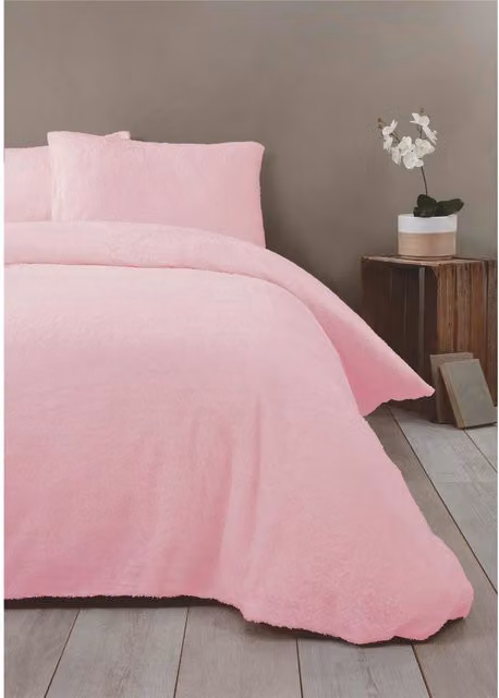 Rapport Pink Plain Sherpa Fleece Duvet Cover, 140 x 200 cm