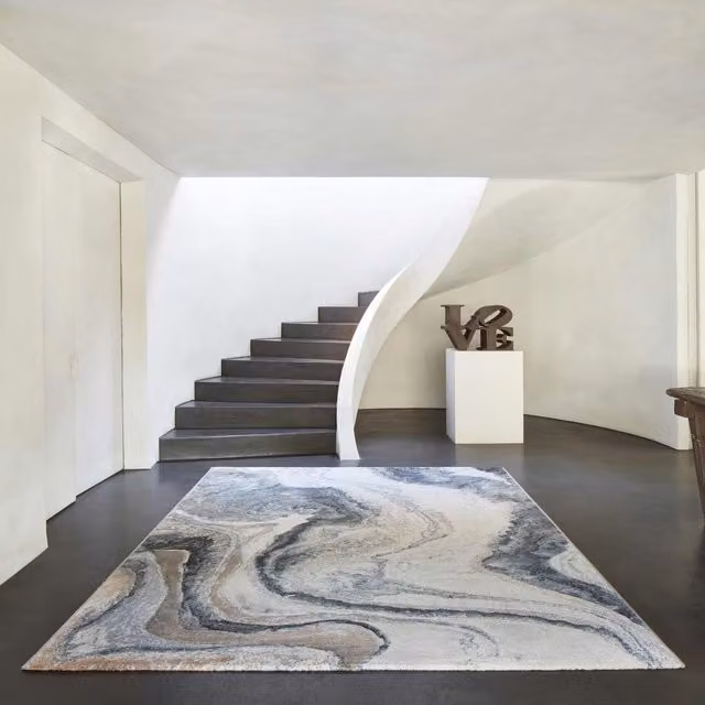 The Rug Shop UK Blue Modern Abstract Machine Woven Area Rug, W: 160 cm, D: 230 cm – 1