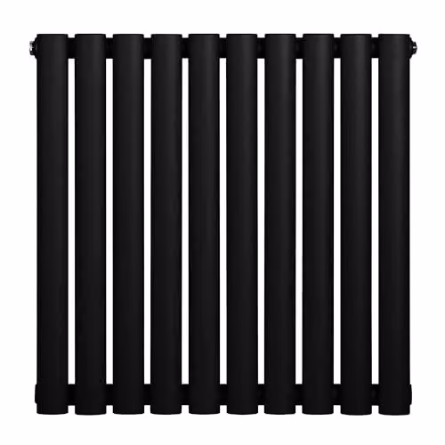 Monster Shop Oval Single Column Designer Radiator in Matt Black Carbon Steel, W/H: 60 x 60 cm – 2