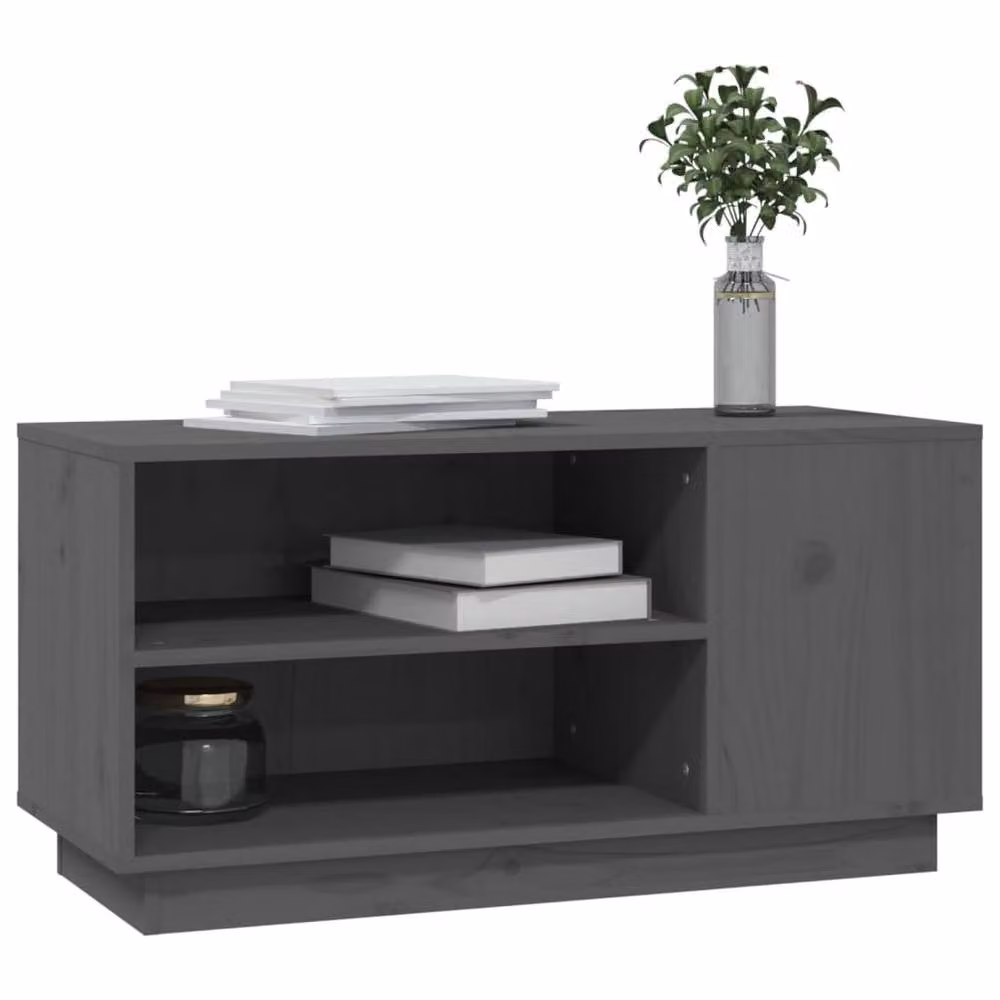 Berkfield Home Grey Solid Wood Pine TV Cabinet W/D/H: 80 x 35 x 40.5 cm – 3