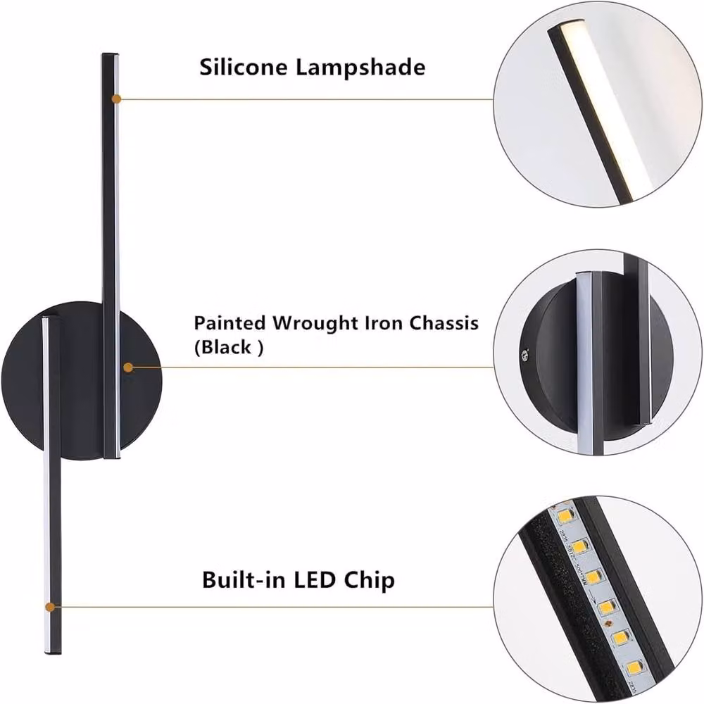 COMELY Set of 2 Modern Black LED Indoor Wall Lights with Warm White Light – 4