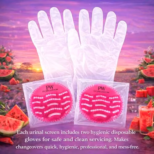 Pro Washroom Anti-Splash Urinal Mats with Watermelon Scent, Pack of 10, Pink, Diameter: 16.5 cm – 2