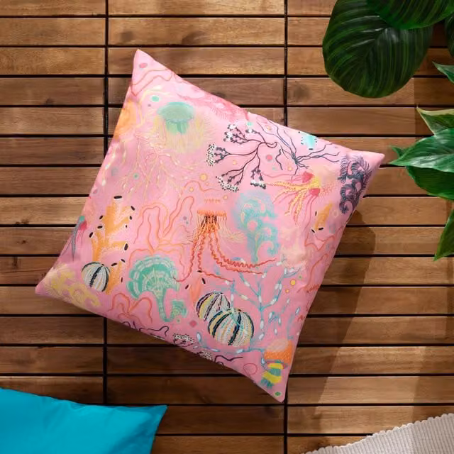 Furn Reef Printed Outdoor Cushion in Pink, W/D/H: 45 x 45 x 45 cm – 1