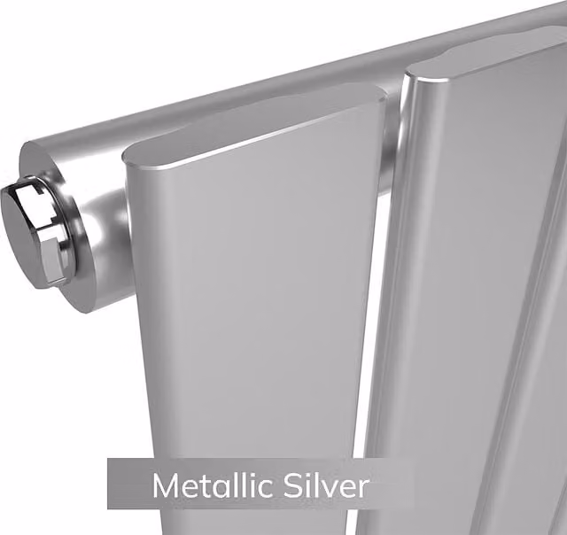 Lux Heat Single Flat Horizontal Steel Radiator in Metallic Silver, W: 630 mm, H: 400 mm