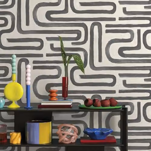 Holden Decor Brushed Geo Geometric Style Wallpaper in Anthracite, Beige and Grey – 3