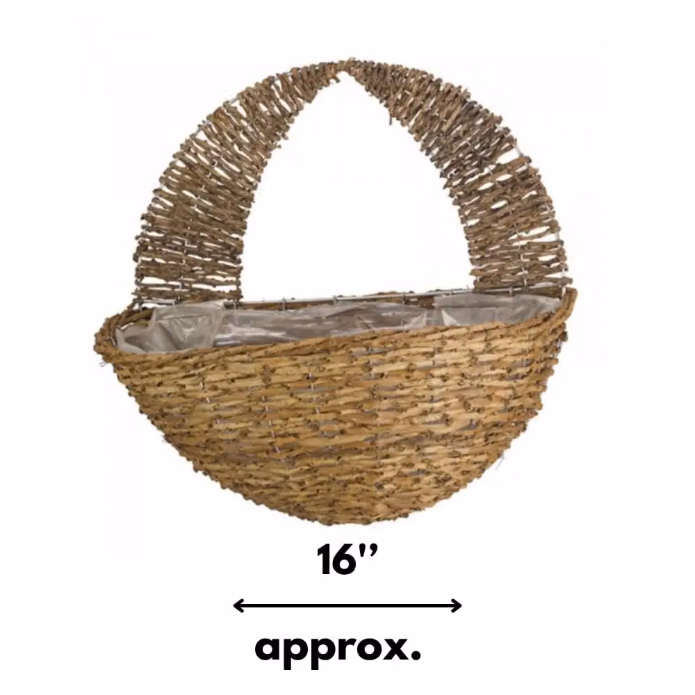 Marco Paul Beige Round Rattan Hanging Flower Basket Planter, Diameter: 40.5 cm – 2