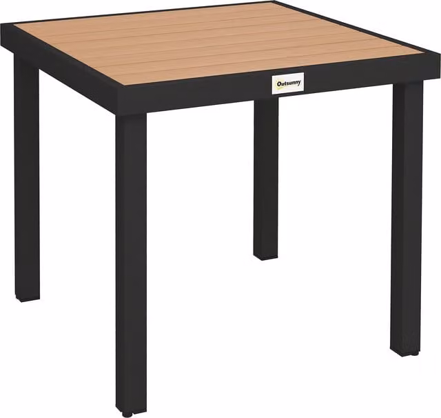 Outsunny Square Garden Dining Table for 4 People with Aluminium Legs, Brown