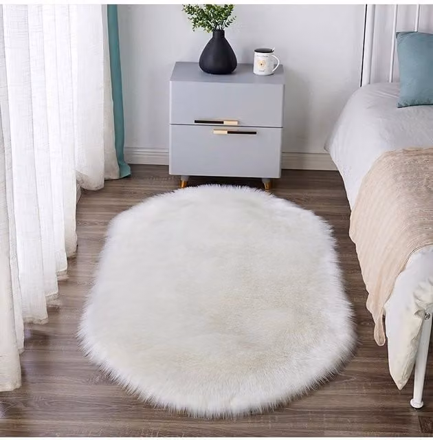 H&O Direct White Rectangular Shaggy Area Rug, W: 60 cm, L: 120 cm – 1