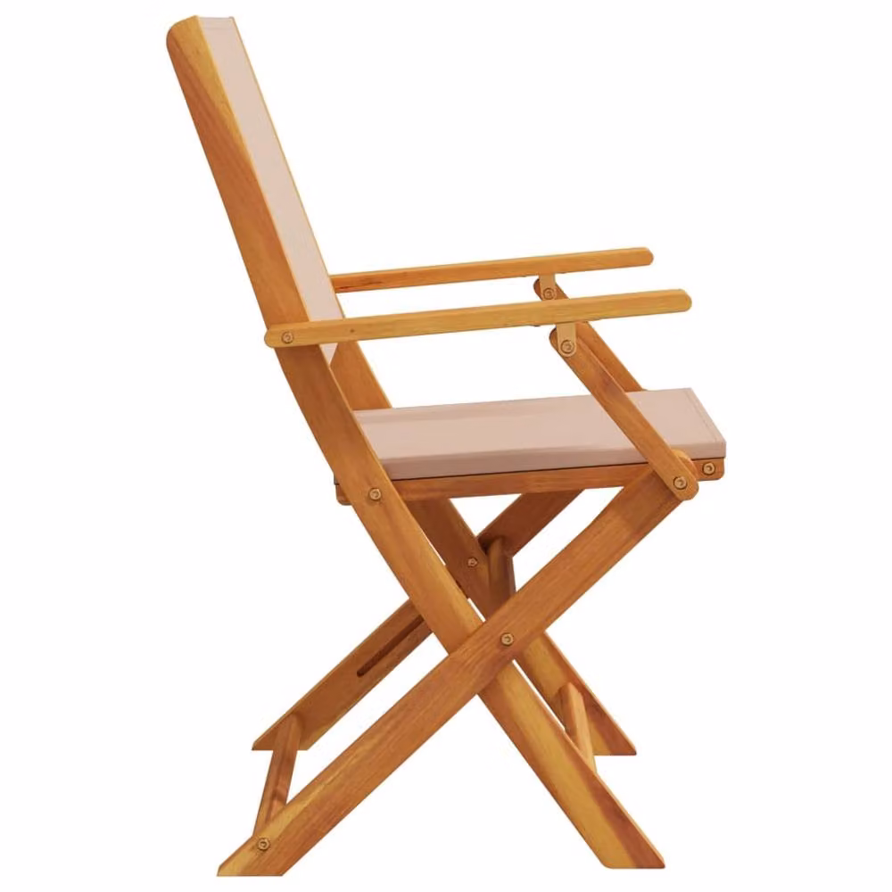 Berkfield Home Set of 6 Folding Garden Chairs in Taupe Fabric and Acacia Wood – 3