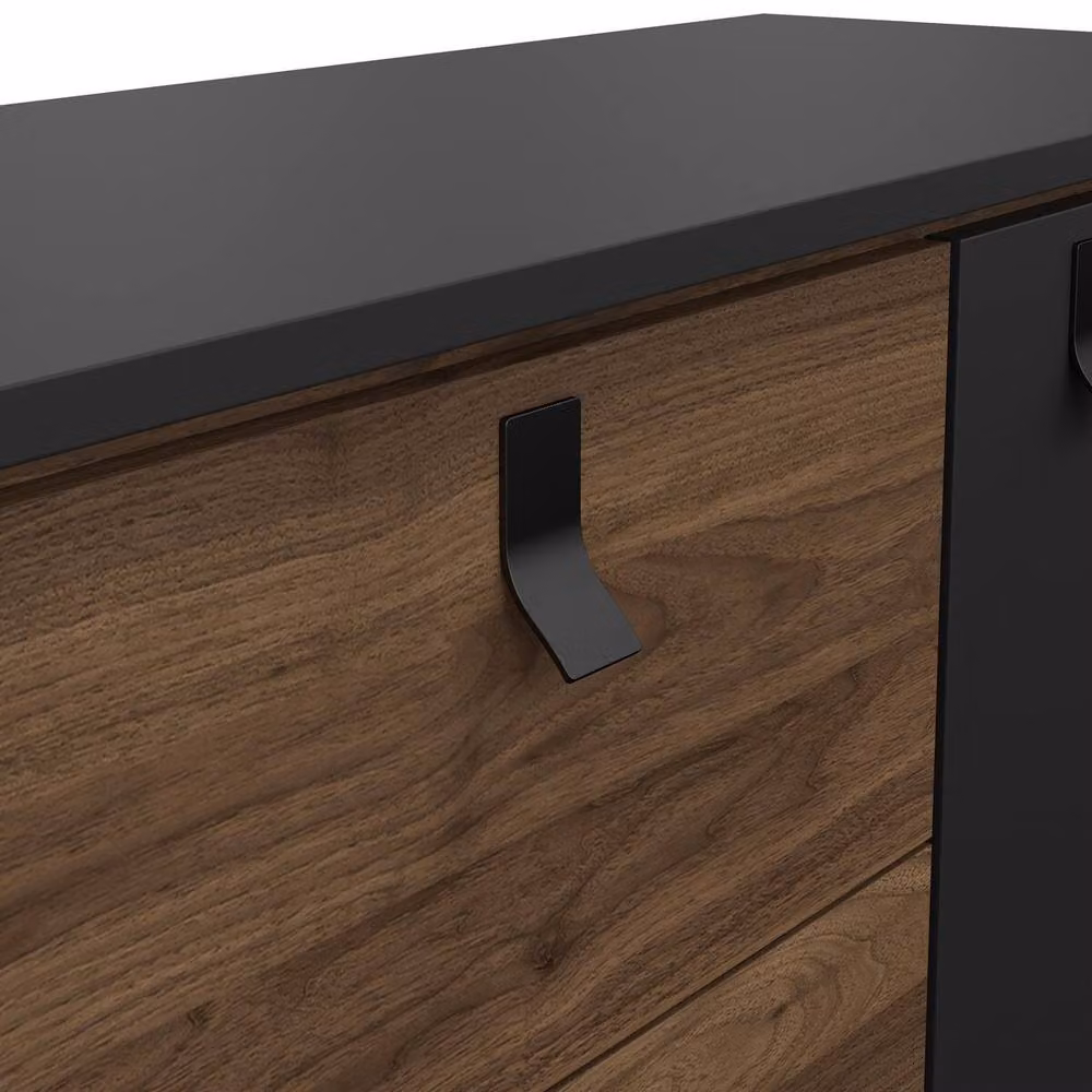 CALICOSY Joyce 2-Door 2-Drawer Sideboard with Metal Legs in Walnut – 3