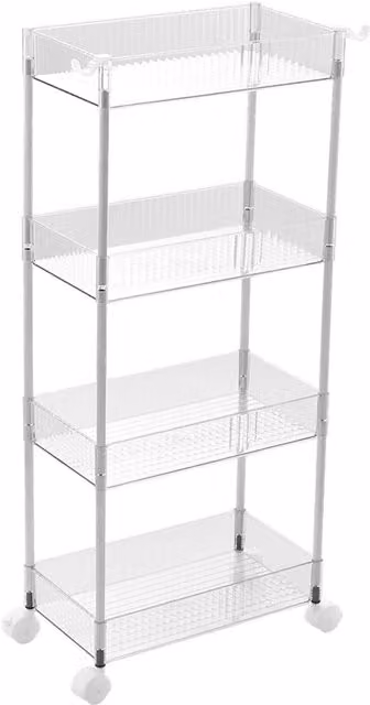 Living and Home 3-Tier Transparent Rolling Storage Cart in Clear