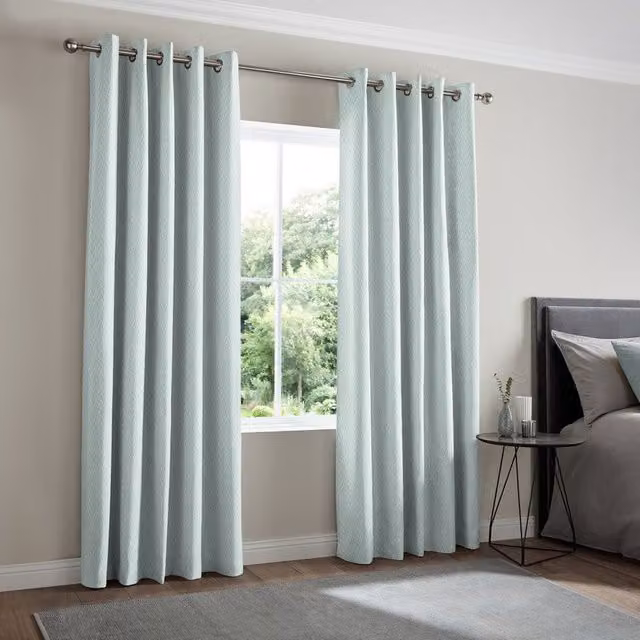 Simply Collection Made to Measure Blackout Fabric Curtain Panel in Blue Turquoise with Eyelets