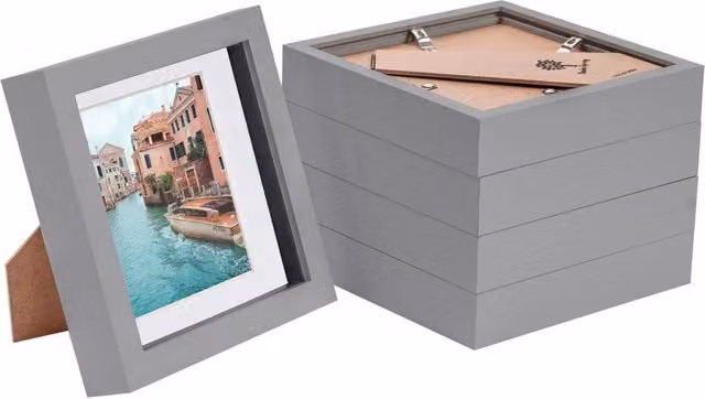 Havendro Grey Acrylic 3D Box Photo Frame with White Mount, Set of 5