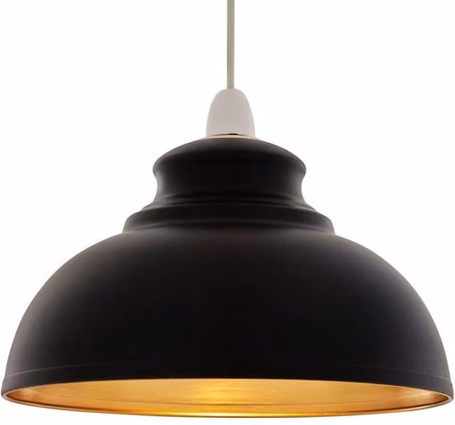 Pagazzi Maris Modern Dome Easy-Fit Pendant Light in Matte Black and Gold/Brass – 1