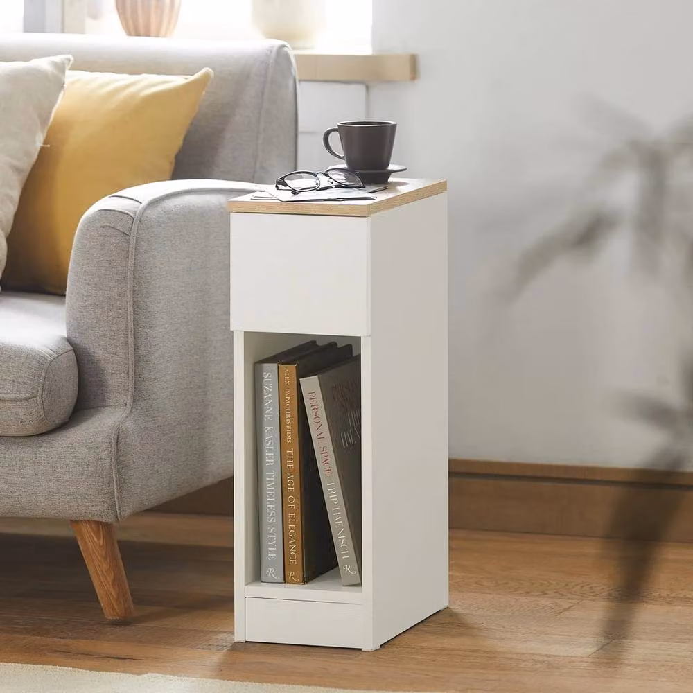 FORGEVIO White Slim Bedside Cabinet, W/D/H: 20 x 35 x 60 cm – 3