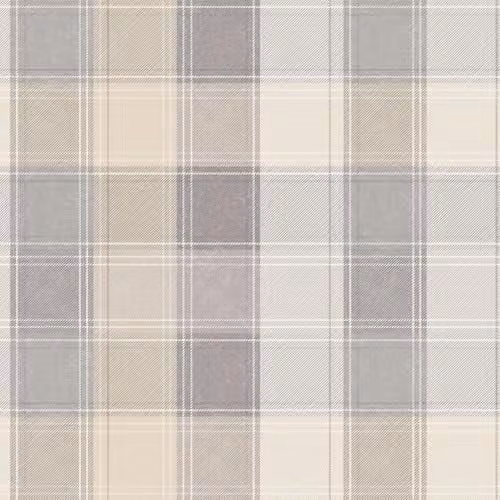 Arthouse Paste The Paper Country Check Wallpaper in Grey and Beige – 1