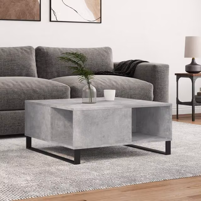 Berkfield Home Modern Square Coffee Table in Grey Composite Wood, W: 80 cm, D: 80 cm, H: 36.5 cm – 1