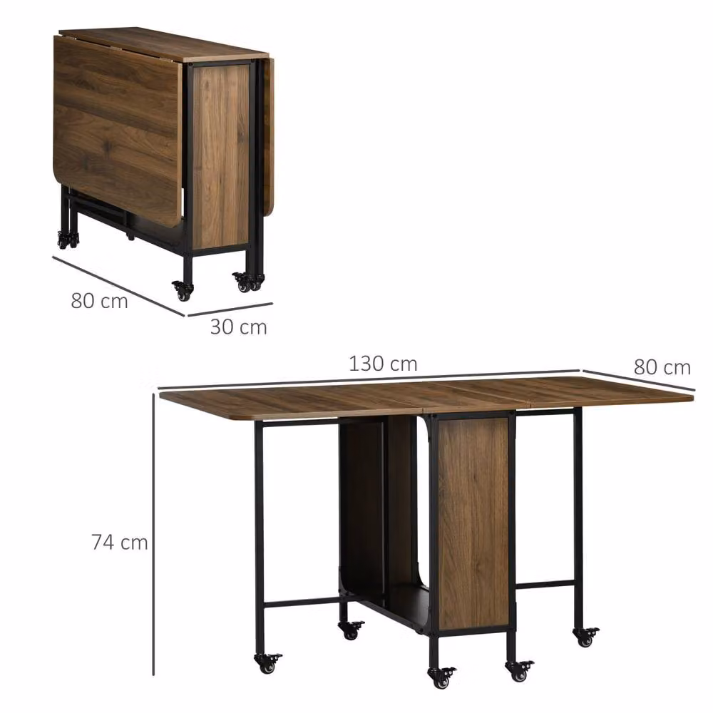 Wyld Haus Suzito Drop Leaf Dining Table in Brown and Black, Seats 6 – 4