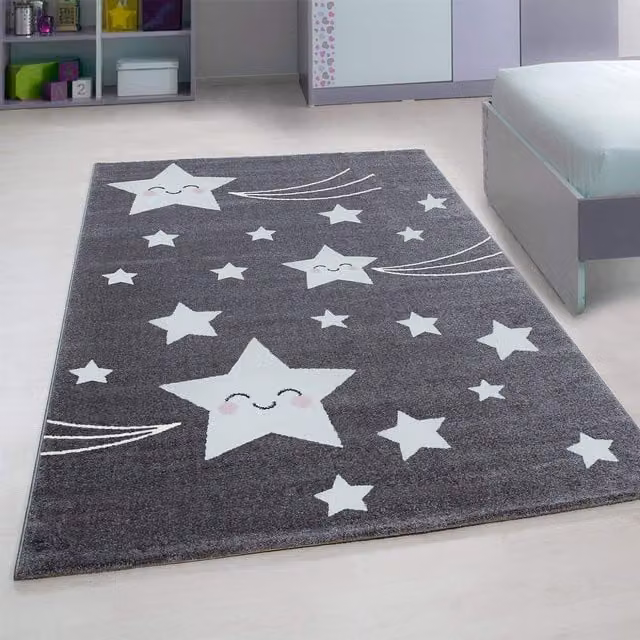 Bravich Kids Stars Rug in Grey, 170 cm
