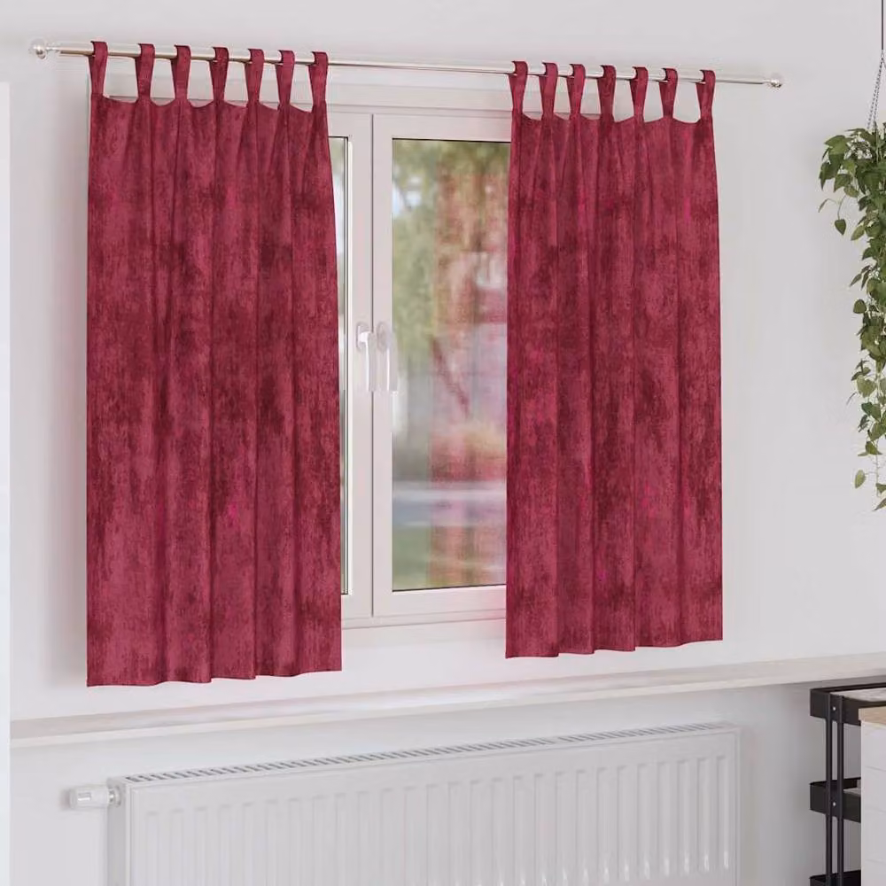 Berkfield Home Velvet Eyelet Curtains, 2 Pack, Red, H 175 x W 140 cm – 2