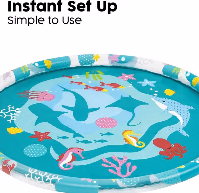 Bestway Round Sprinkler Splash Pad with Spray in Turquoise and Blue