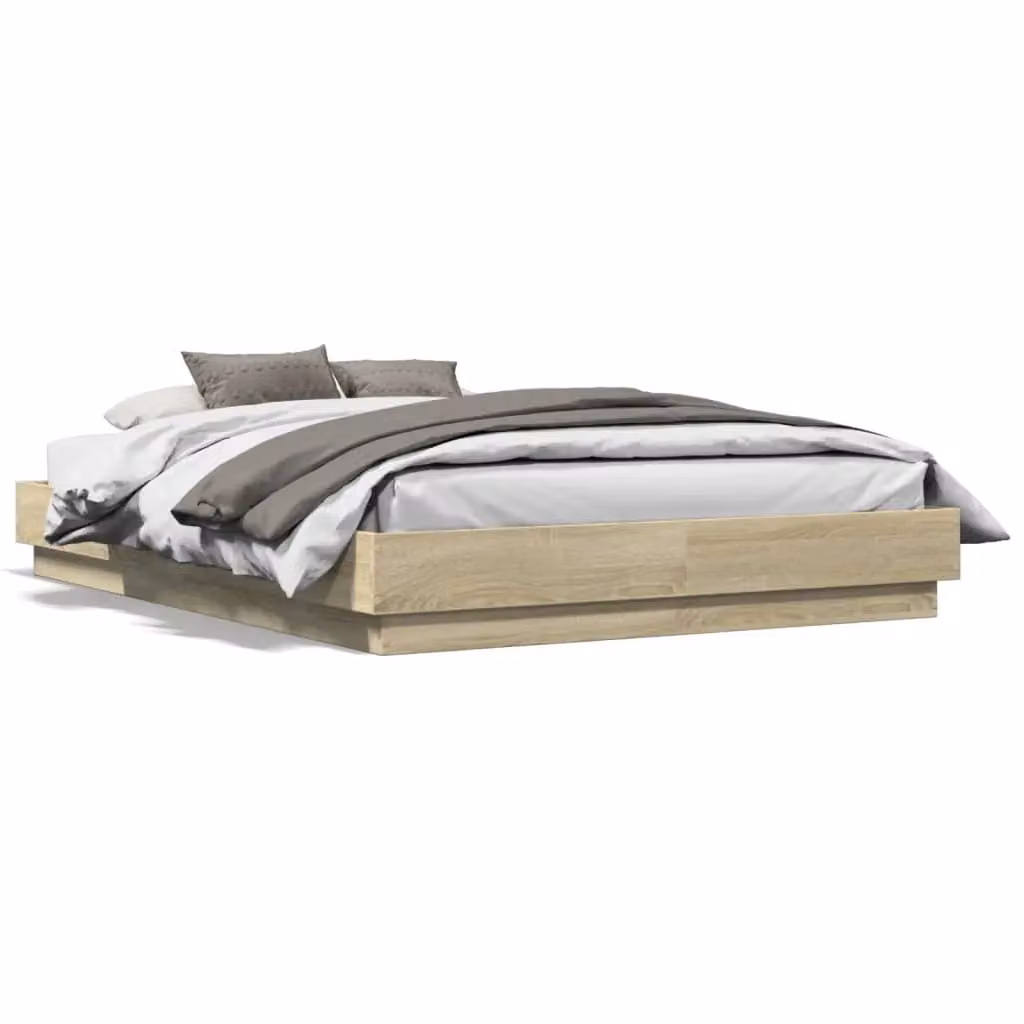 Berkfield Home Sonoma Oak Double Bed Frame in Brown, W: 135 cm, L: 190 cm – 2