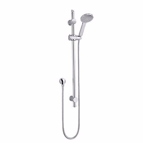 nuie JTY035 Modern Chrome Water Saving Rectangular Slide Rail Kit with Air Induction Handset and Outlet Elbow