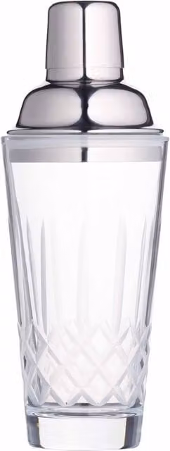 BarCraft Yellow Cut Glass and Metal Cocktail Shaker, 350ml