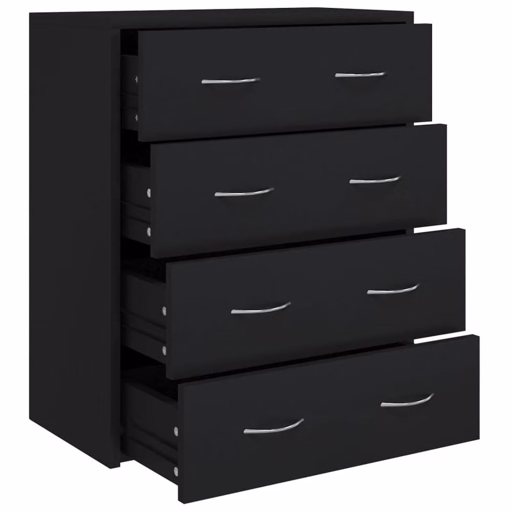 Berkfield Home Modern Sideboard with 4 Drawers, Black, W: 60 cm, D: 30.5 cm, H: 71 cm – 2