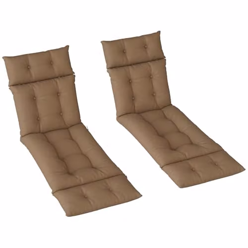 Outsunny Set of 2 Beige Sun Lounger Cushions, W/D/H: 190 x 56 x 10 cm