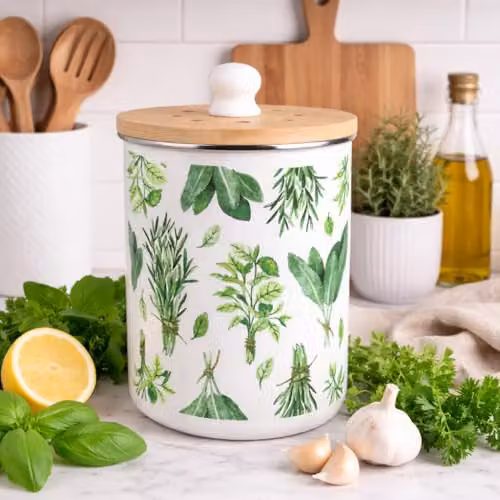 Purely Home Green and White Enamel Metal Food Waste Compost Caddy with Removable Inner Bucket and Odour Filter, 2L – 2