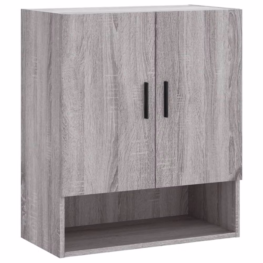 Berkfield Home Grey Sonoma Wall Mounted Cabinet with Hinged Doors and Open Shelf, W/D/H: 60 x 31 x 70 cm – 2